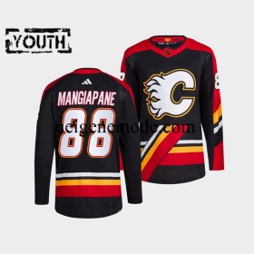 Kinder Calgary Flames Eishockey Trikot Andrew Mangiapane 88 Adidas 2022-2023 Reverse Retro Schwarz Authentic